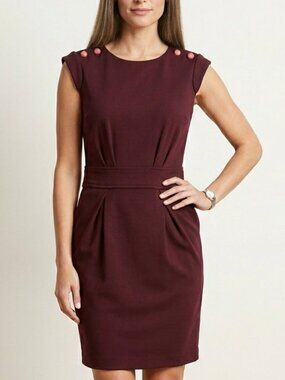 MEDIUM sleeveless dress w/ button adornment & zip close.  Glam Dressy Classy